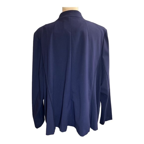 Eloquii Premier Blazer Womens 26‎ Navy Blue Jersey Knit One Gold Button Classic - Picture 3 of 9